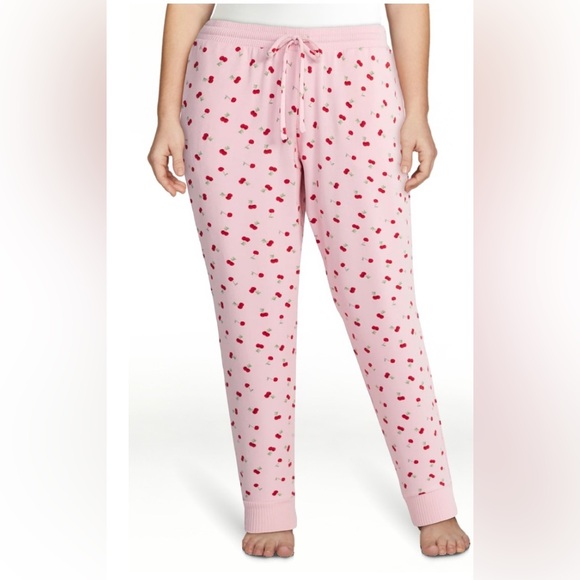 Joyspun Other - Women’s Joyspun Pink & Cherry Print Hacci Knit Sleep Joggers. Size 3X